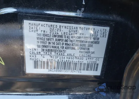2025 Nissan Sentra S from USA, damaged, VIN 3N1AB8BV5SY304751